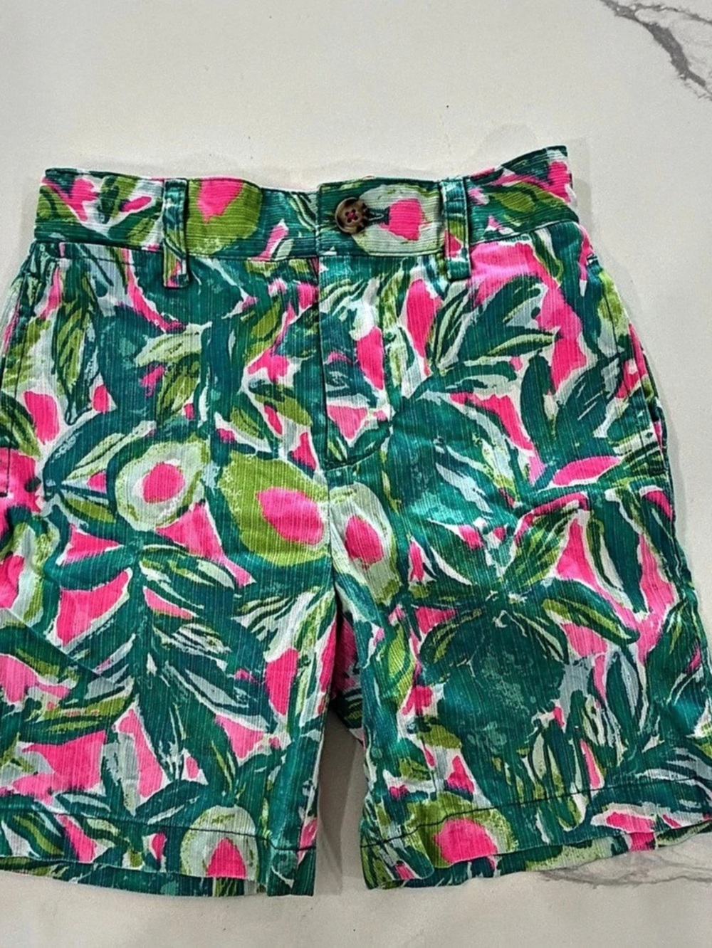 Lilly Pulitzer Boys Beaumont Corduroy Shorts Guac & Roll Pink Green Size 2